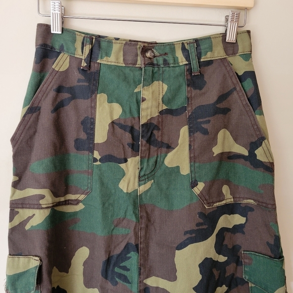 Vintage Camo Print Cargo Denim Maxi Skirt Y2K 90s - Picture 4 of 9